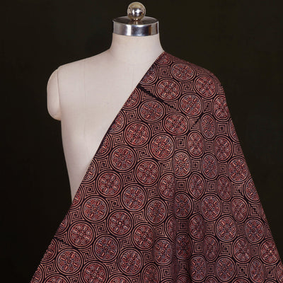 Brown - Ajrakh Hand Block Printed Natural Dyed Cotton Fabric