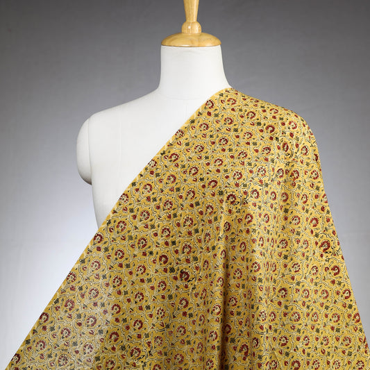 Yellow - Pedana Kalamkari Block Printed Cotton Fabric