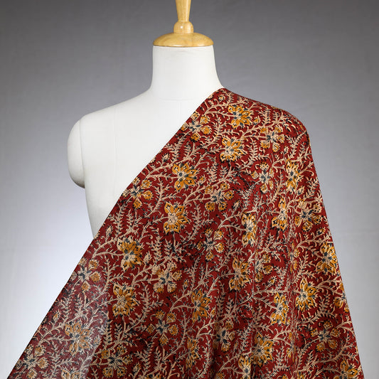 Red - Pedana Kalamkari Block Printed Cotton Fabric