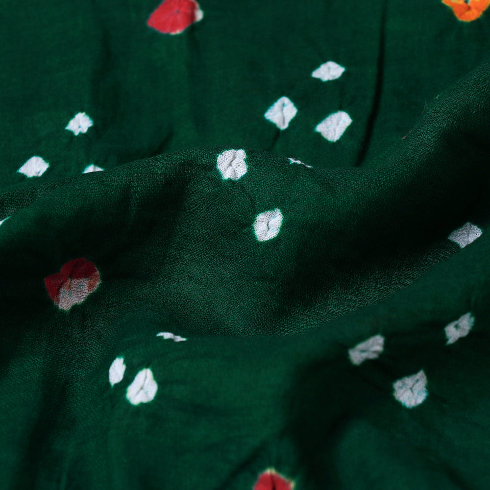 Green - Kutch Tie-Dye Mul Cotton Bandhani Fabric 13