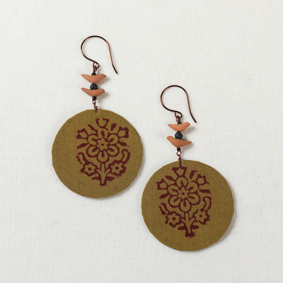 Terracotta Clay & Printed Fabric Handmade Earrings