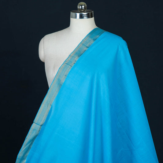 Sky Blue - Original Mangalagiri Handloom Cotton Fabric with Zari Border