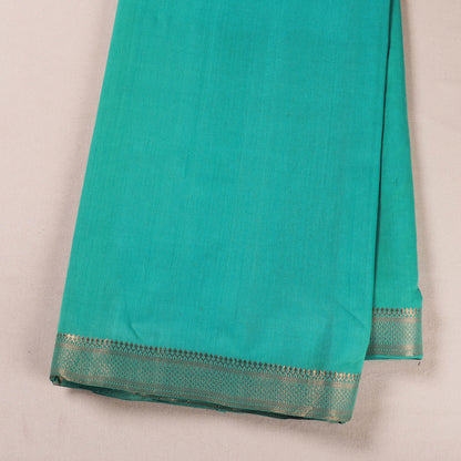 Green - Sky Blue - Original Mangalagiri Handloom Cotton  Zari Border Fabric