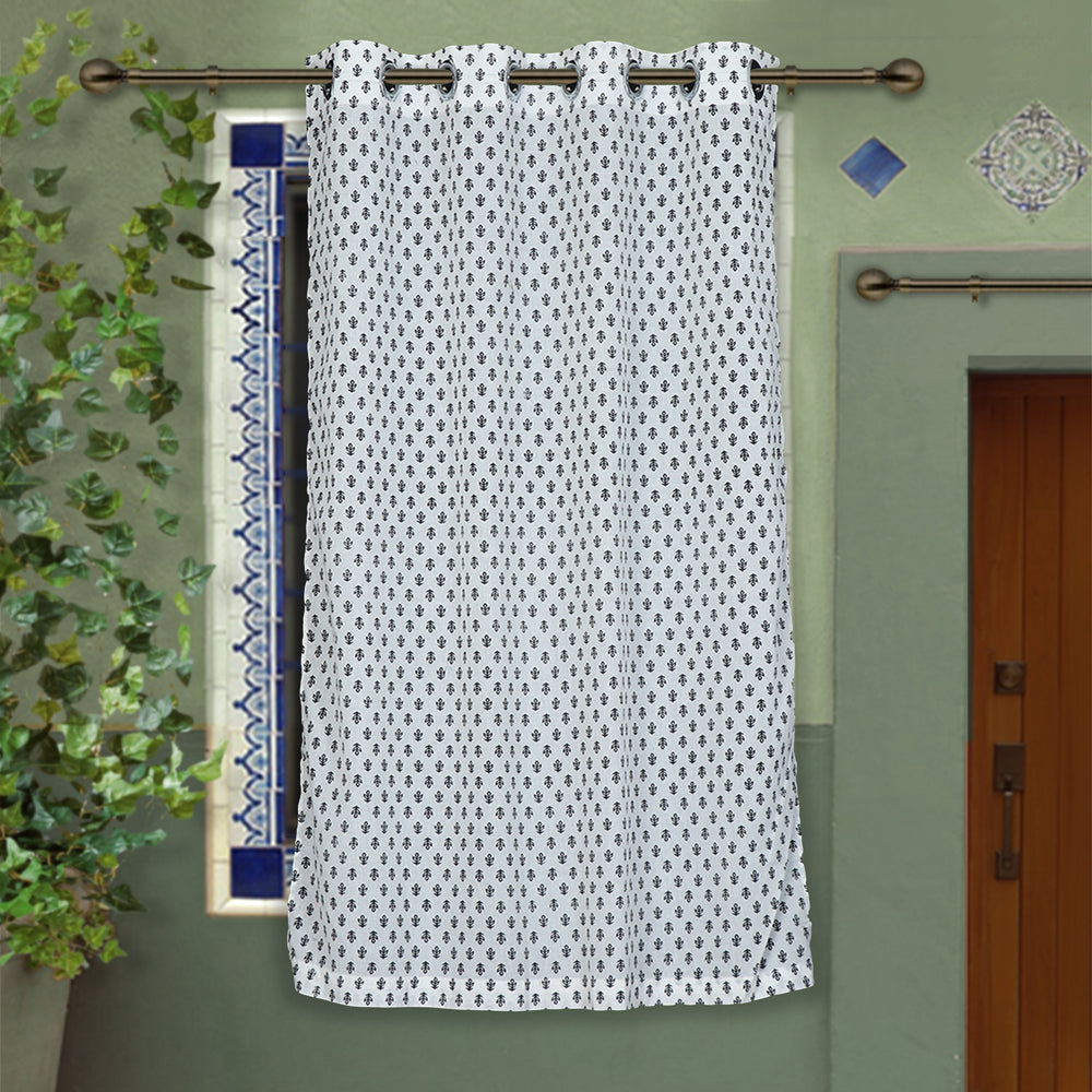 block printed window curtain