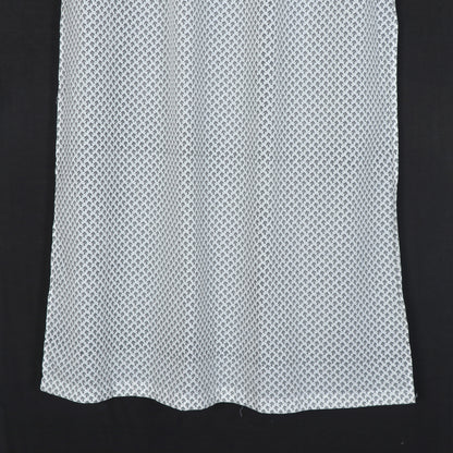 White - Hand Block Printed Cotton Window Curtain (5 x 3.5 feet) (single piece)
