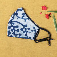 Indigo Block Printed Cotton Snug Fit Face Cover