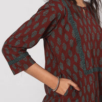 Bagh Block Printing Cotton Kurta with Palazzo & Dupatta Set