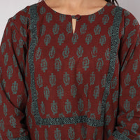 Bagh Block Printing Cotton Kurta with Palazzo & Dupatta Set