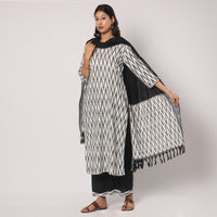 Pochampally Ikat Kurta with Palazzo & Dupatta Set