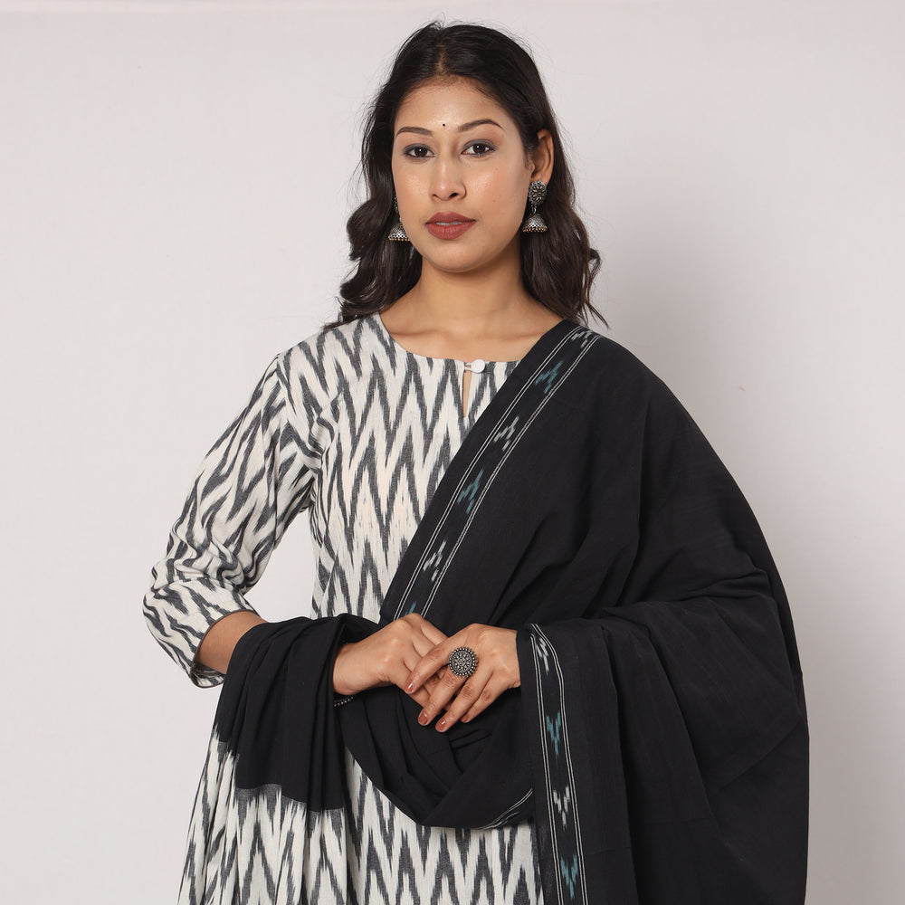 Pochampally Ikat Kurta with Palazzo & Dupatta Set