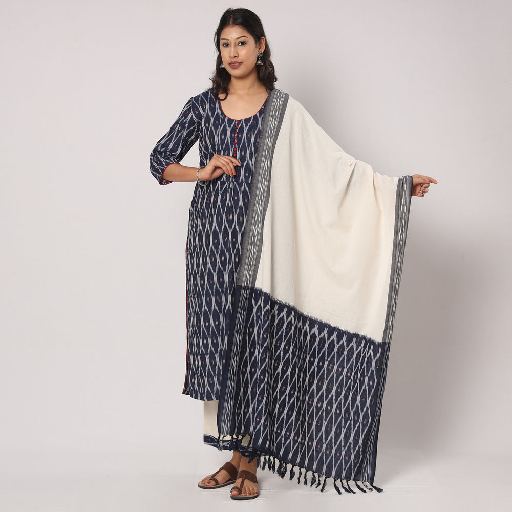 Pochampally Ikat Kurta with Palazzo & Dupatta Set
