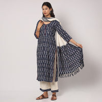 Pochampally Ikat Kurta with Palazzo & Dupatta Set
