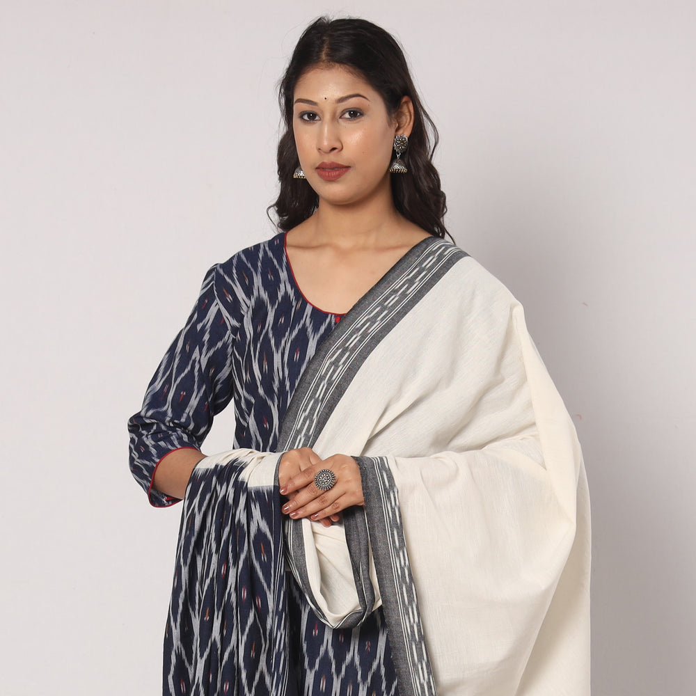 Pochampally Ikat Kurta with Palazzo & Dupatta Set
