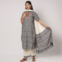 Pochampally Ikat Kurta with Palazzo & Dupatta Set
