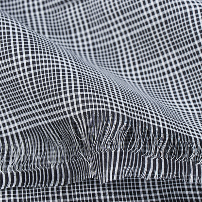 Grey - Pure Handloom Godavari Checks Cotton Fabric