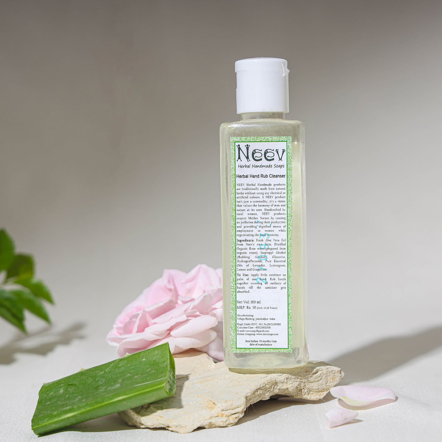 Natural Handmade Herbal Hand Sanitizer Aloe Vera & Rose Water Spray