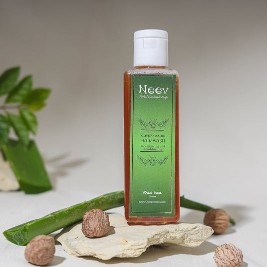 Natural Handmade Olive Aloe Liquid Hair Wash  - Moisturising and conditioning