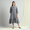 Grey - Pochampally Ikat Weave Flare Cotton Dress