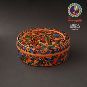  Godna Madhubani Handpainted Stainless Steel Casserole