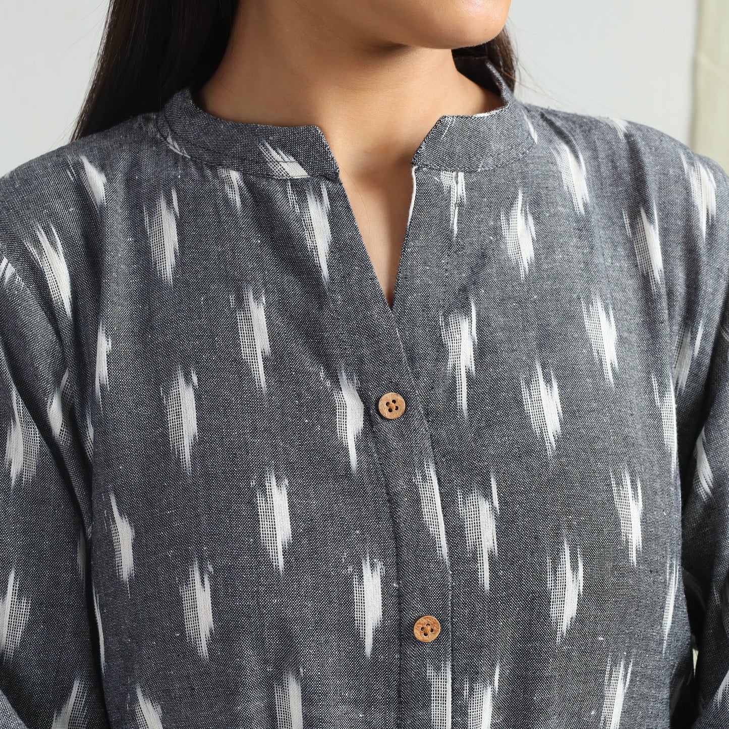 Grey - Pochampally Ikat Weave Flare Cotton Dress