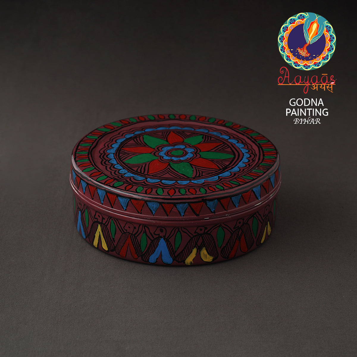  Godna Madhubani Handpainted Stainless Steel Casserole