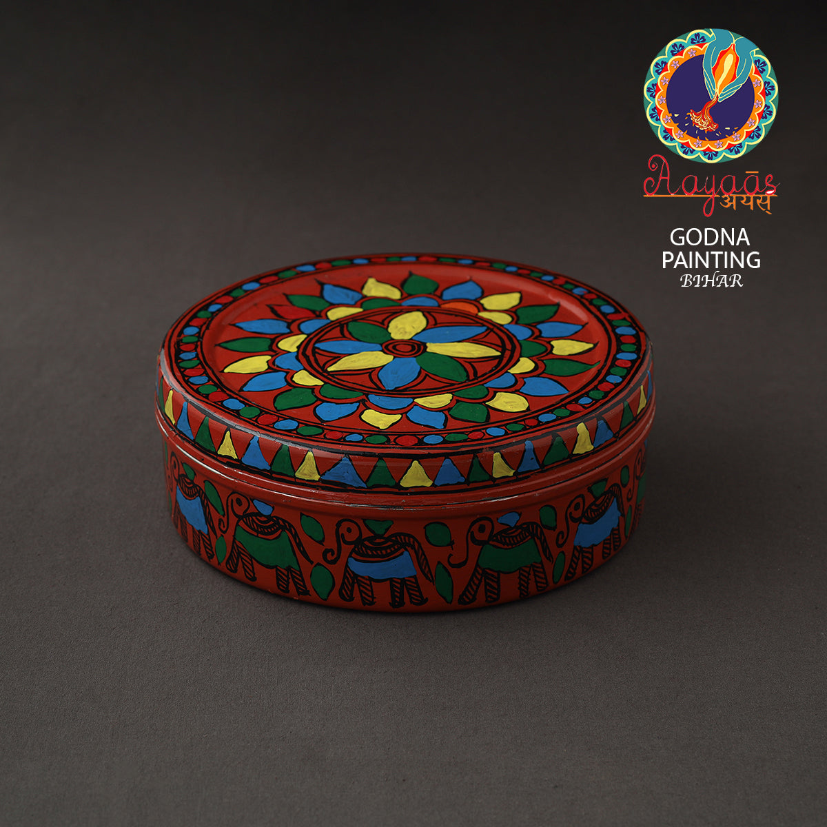  Godna Madhubani Handpainted Stainless Steel Casserole
