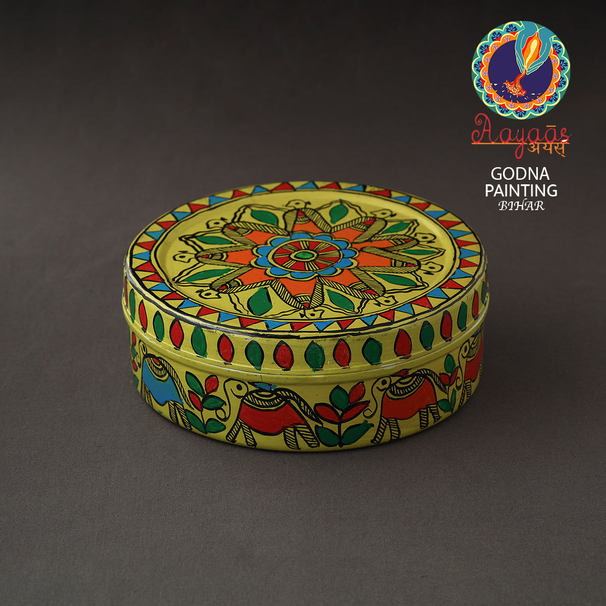 Godna Madhubani Handpainted Stainless Steel Casserole 
