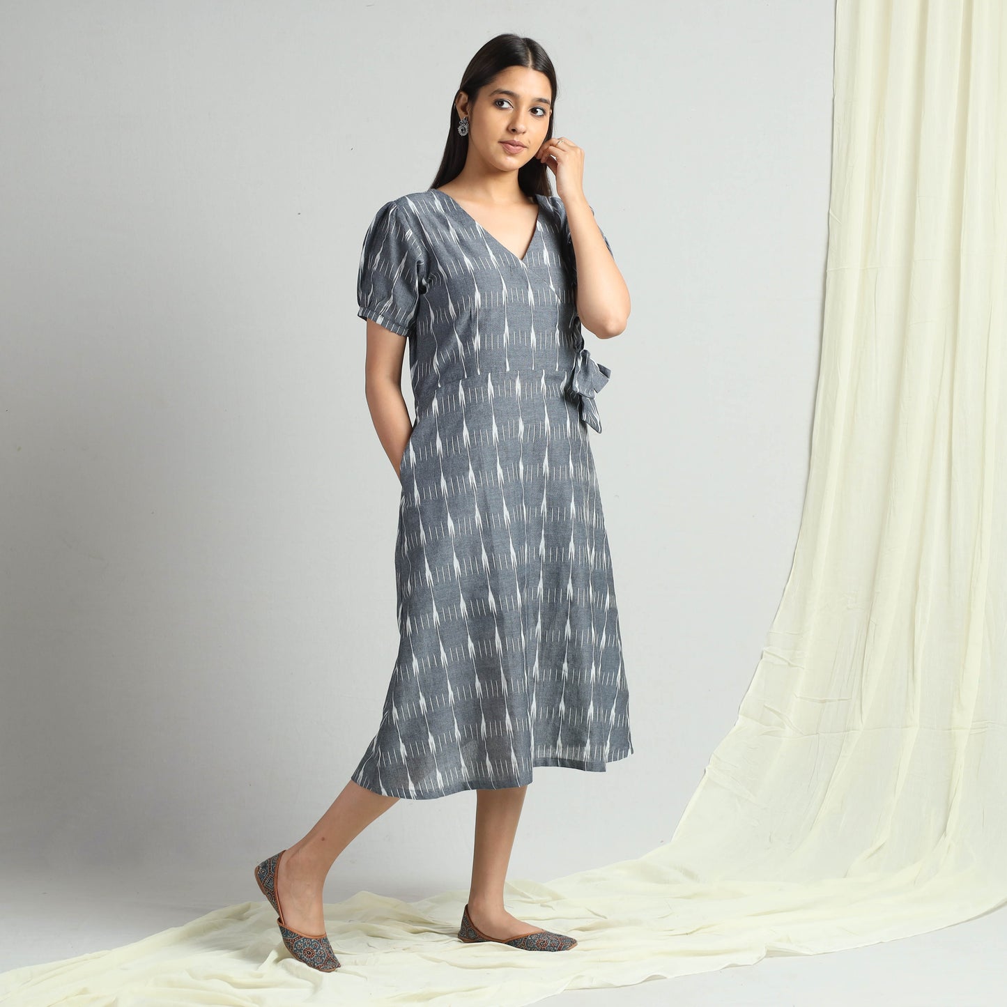 Pochampally Ikat Weave Cotton Dress
