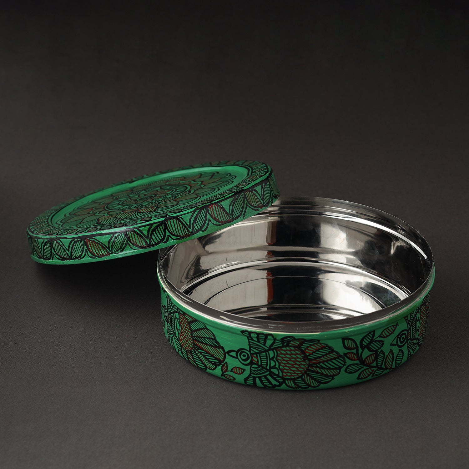  Godna Madhubani Handpainted Stainless Steel Casserole