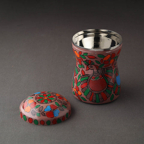 Brown Bengal Patua Handpainted Stainless Steel Multi Utility Canister