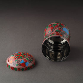 Brown Bengal Patua Handpainted Stainless Steel Multi Utility Canister