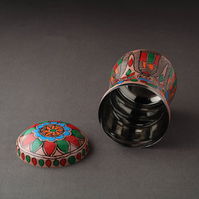 Multicolor Bengal Patua Handpainted Stainless Steel Multi Utility Canister