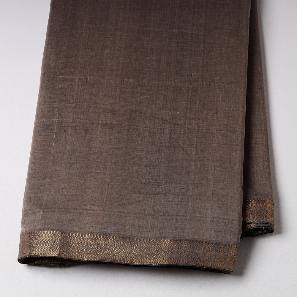 Brown - Original Mangalagiri Handloom Cotton Zari Border Fabric