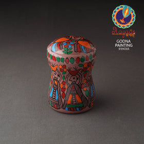 Brown Bengal Patua Handpainted Stainless Steel Multi Utility Canister