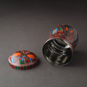 Brown Bengal Patua Handpainted Stainless Steel Multi Utility Canister