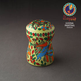 Green Bengal Patua Handpainted Stainless Steel Multi Utility Canister