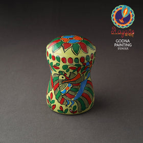 Green Bengal Patua Handpainted Stainless Steel Multi Utility Canister