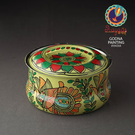  Godna Madhubani Handpainted Stainless Steel Casserole 