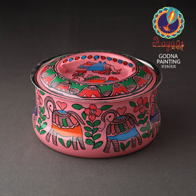  Godna Madhubani Handpainted Stainless Steel Casserole 