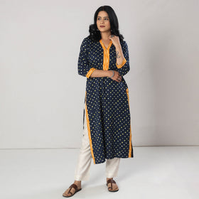 Buy Bandhani Tie-dye Cotton Long Straight Kurta Online l iTokri.com