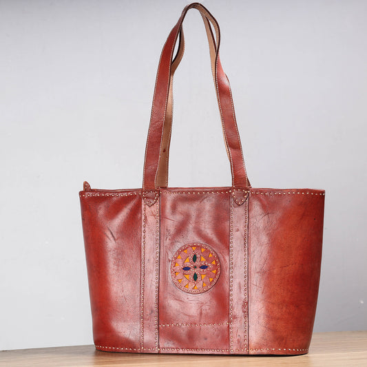 Red - Handcrafted Kutch Leather Shoulder Bag