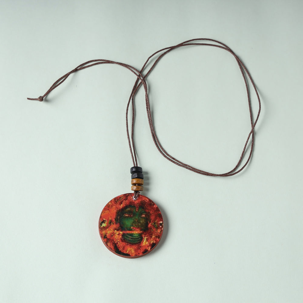 kerala mural wooden necklace