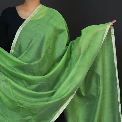 Green - Original Maheshwari Silk Pure Handloom Zari Work Dupatta