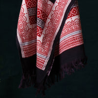 Red - Bagh Block Printed Pure Handloom Cotton Towel