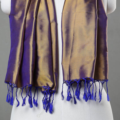 Brown - Traditional Maheshwari Silk Handloom Stole with Tassels