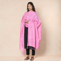 Pink - Leheriya Tie-Dye Tussar Silk Handloom Dupatta with Tassels