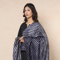 Blue - Leheriya Tie-Dye Tussar Silk Handloom Dupatta with Tassels