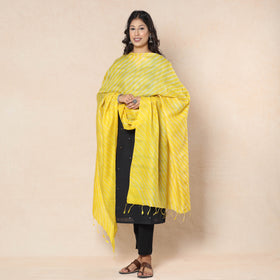 Leheriya Tie-Dye Tussar Silk Handloom Dupatta with Tassels