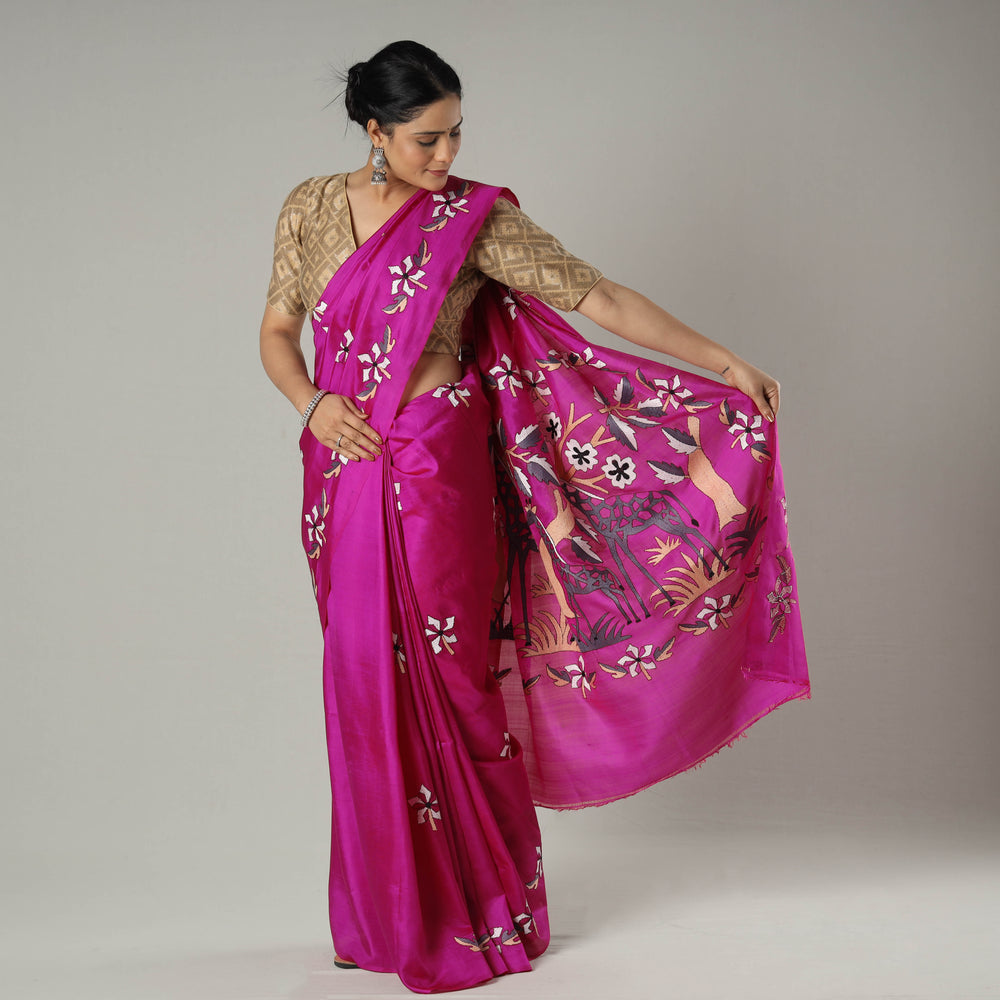 Kantha Embroidery Saree