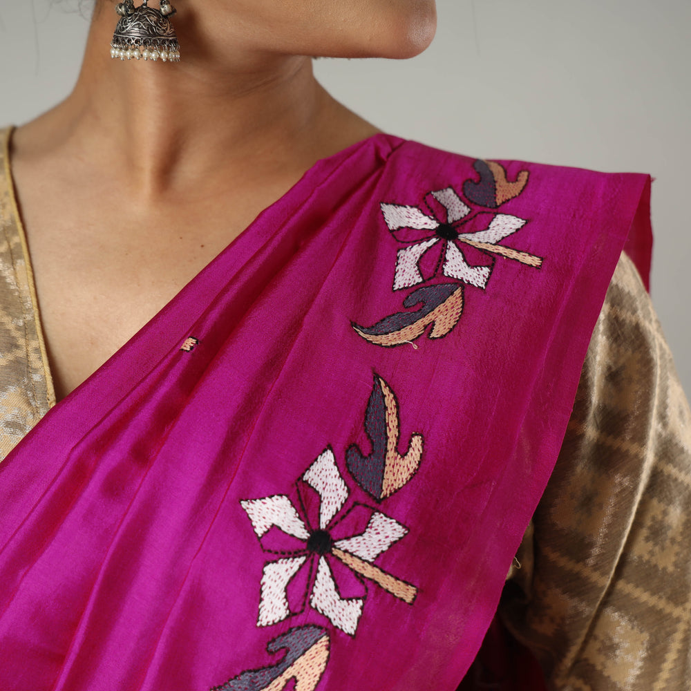 Kantha Embroidery Saree